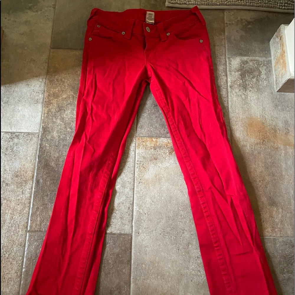 Used original Teue Religion red boot cut jeans. Size 29